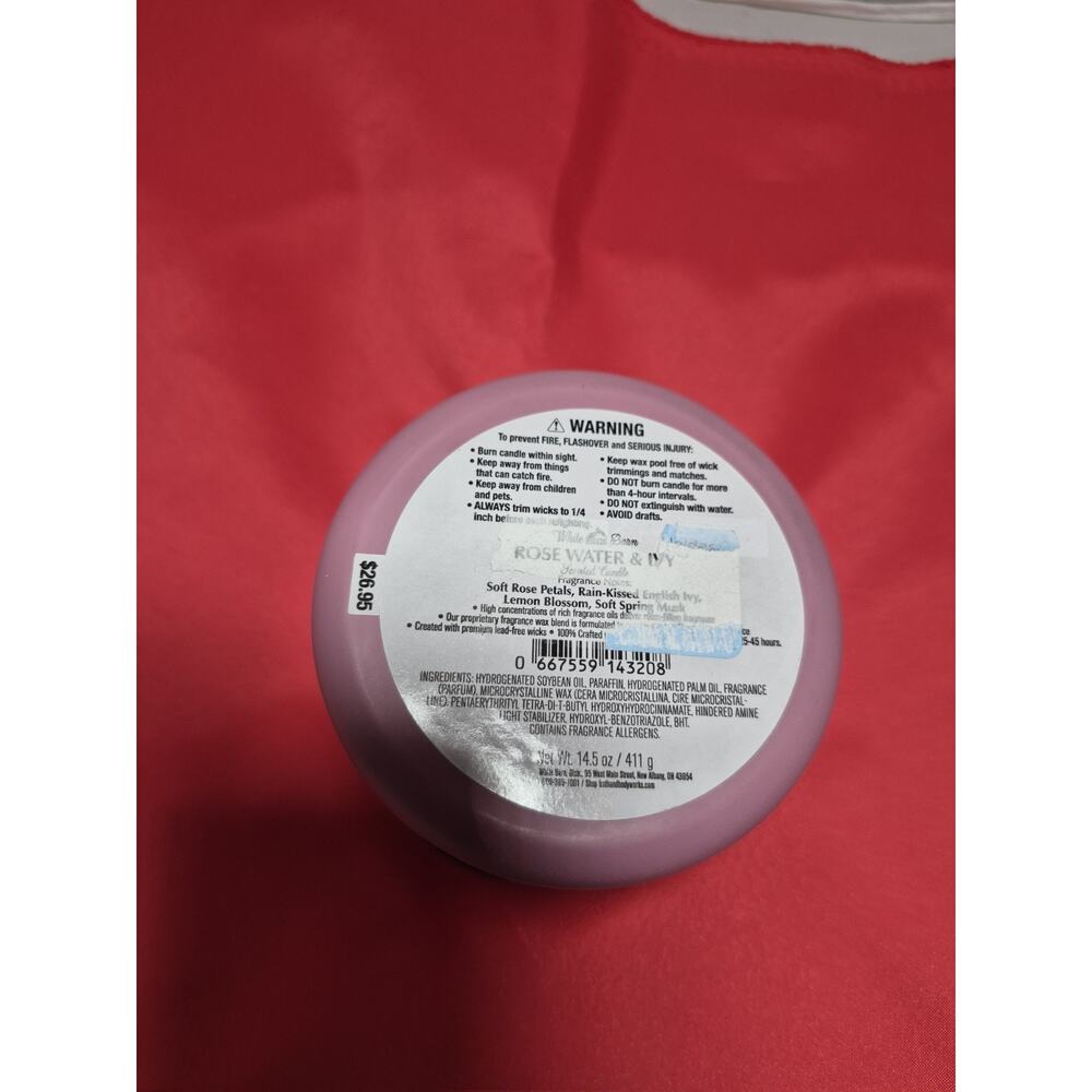 ๐ฅ Bath & Body Works White Barn Rose Water & Ivy 3-Wick Candle 14.5 oz For A6 - Picture 3 of 3